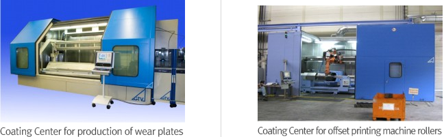 coating center for production of wear plates / Coating center for offset printing machine rollers